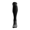 black football playing sock with white logo
